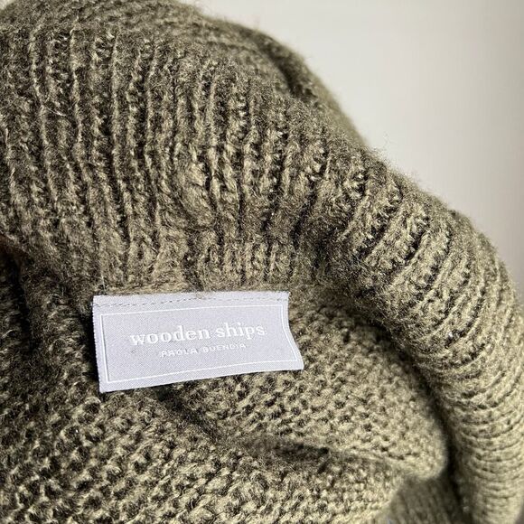 Wooden Ships oversized chunky‎ lightweight crochet knit sweater green turtleneck - Picture 6 of 7
